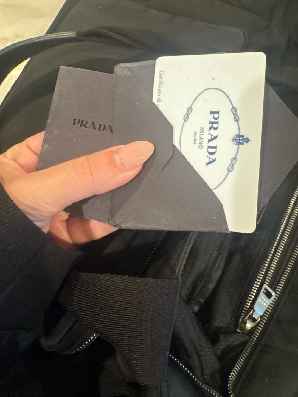 Prada Black Re-Nylon Baby Bag authentic